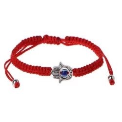 AMULETO PULSERA MANO DE FATIMA CON OJO TURCO TEJIDA