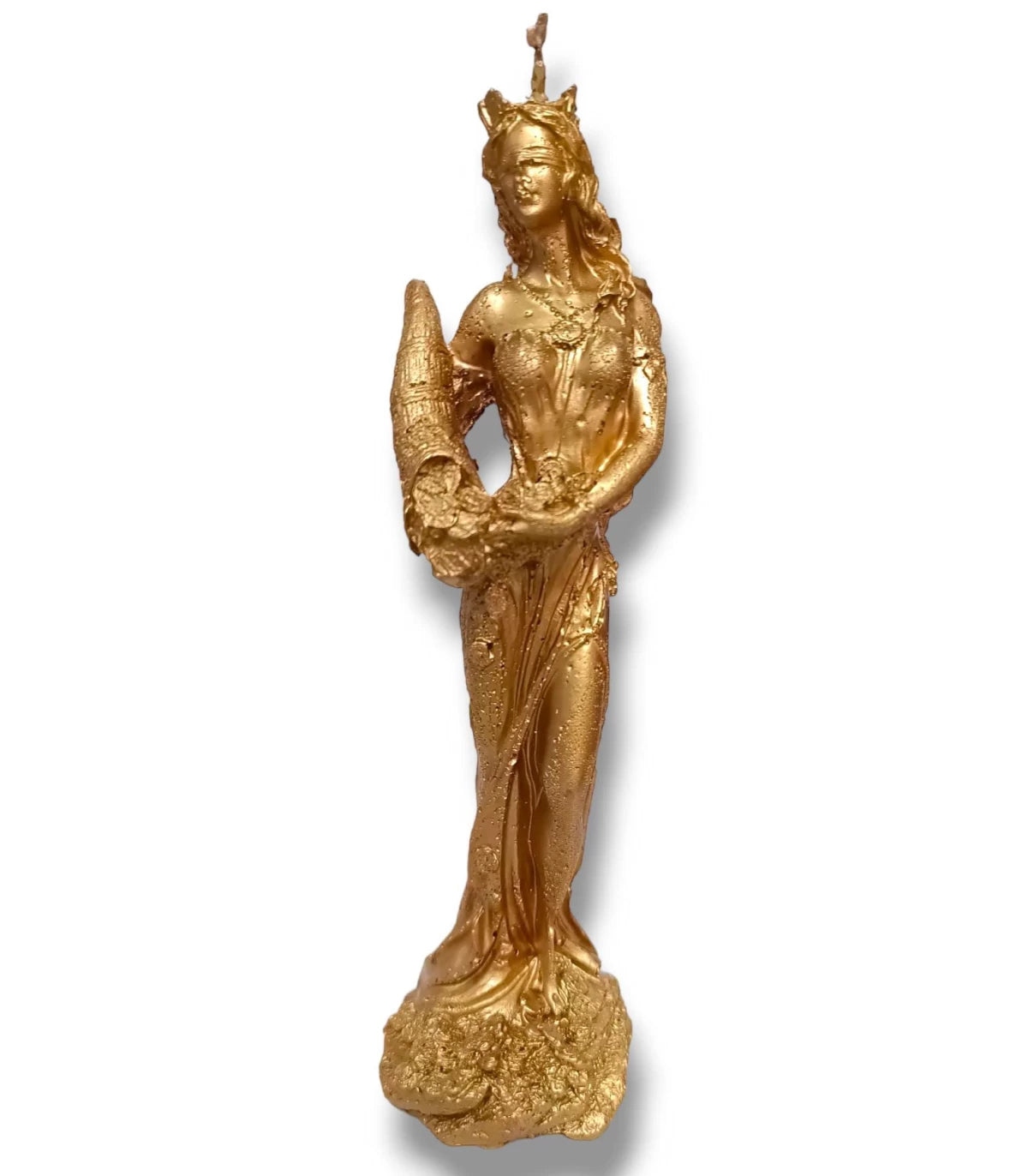 VELA DIOSA DE LA FORTUNA DORADO 15 CM