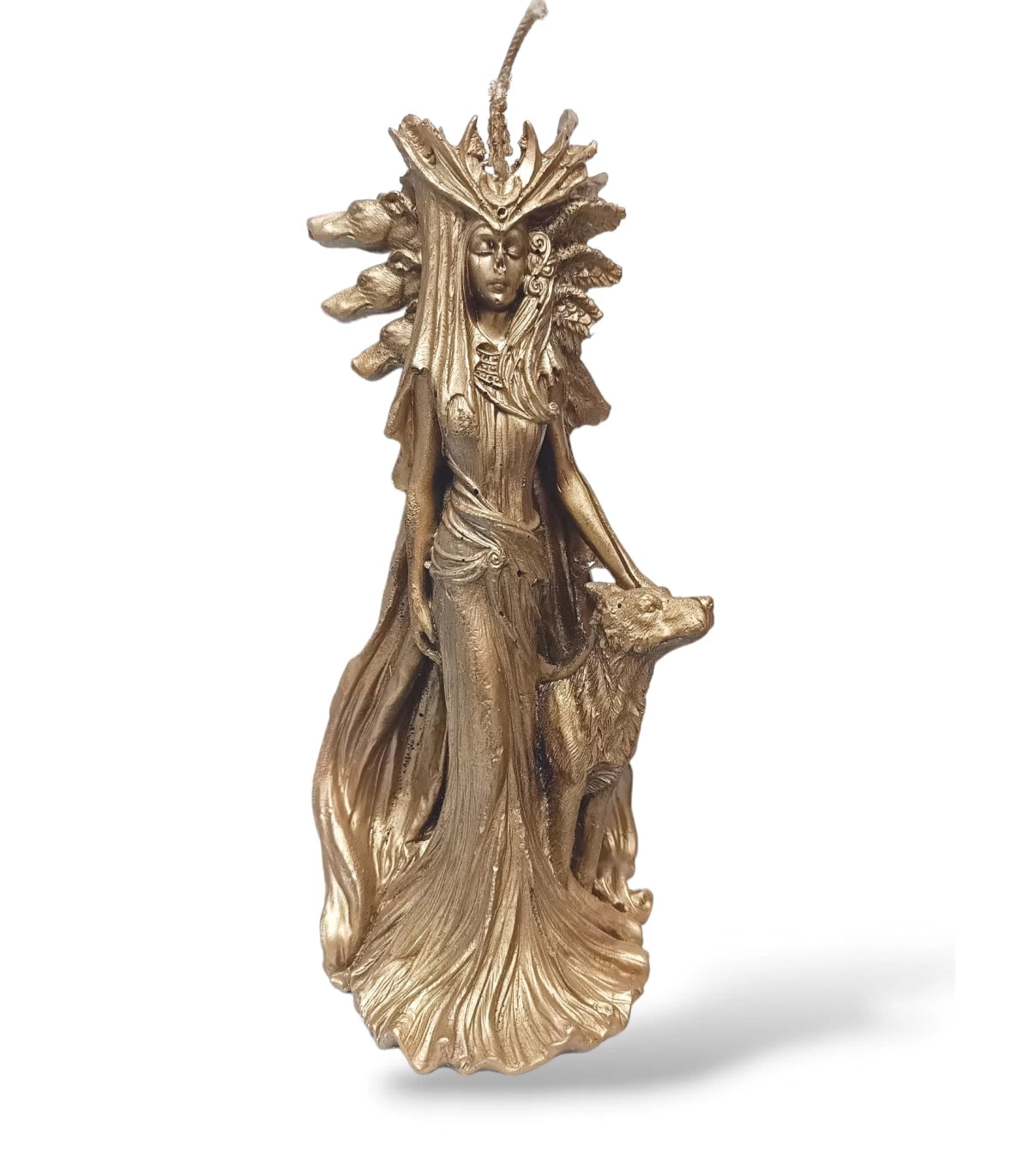 VELA DIOSA HECATE DORADA 25 CM