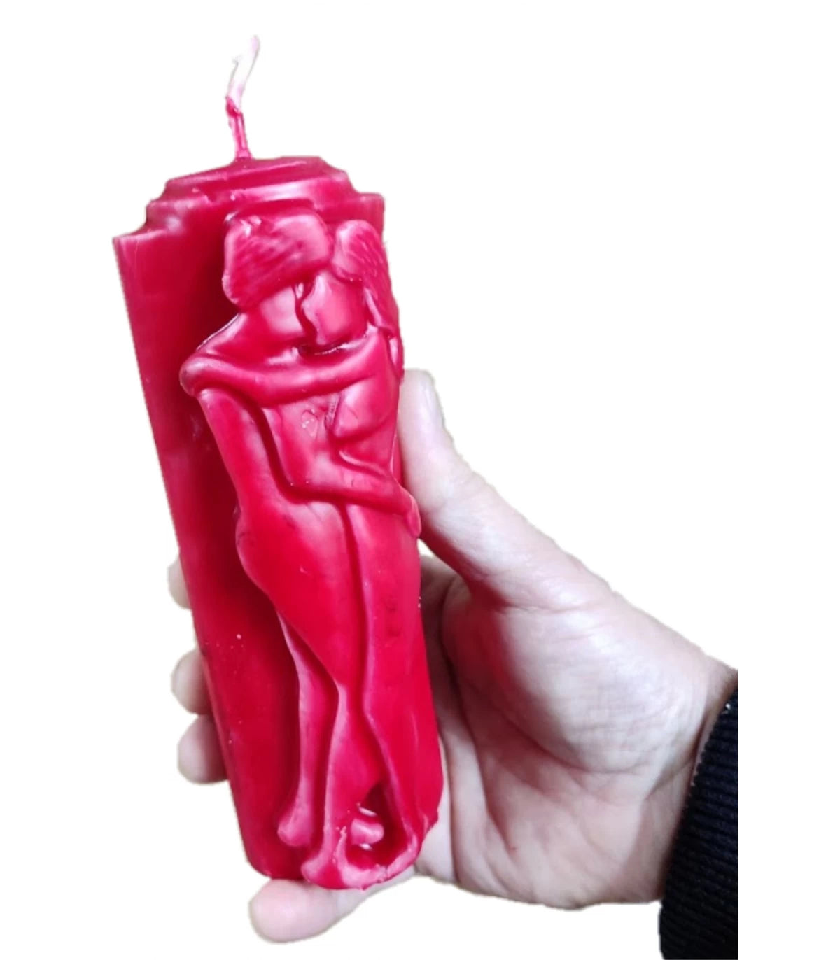 VELA PAREJA ENTRELAZADA ROJA TALLADA